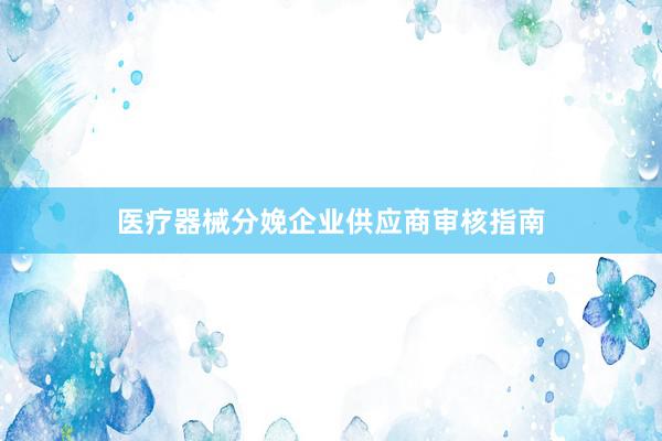 医疗器械分娩企业供应商审核指南