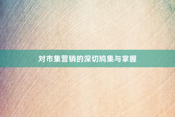 对市集营销的深切鸠集与掌握